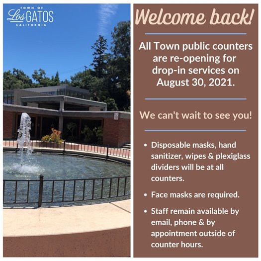 All Town Public Counters Re-Opening August 30, 2021