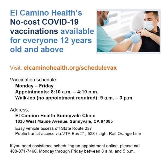 COVID-19 Vaccinations Available Through El Camino Health 