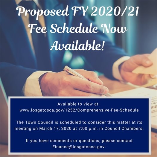 Proposed FY 2020/21 Fee Schedule Now Available! 