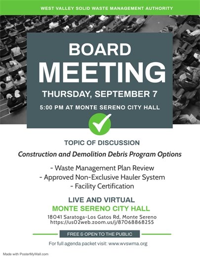 West Valley Waste Management Board Meeting Flyer
