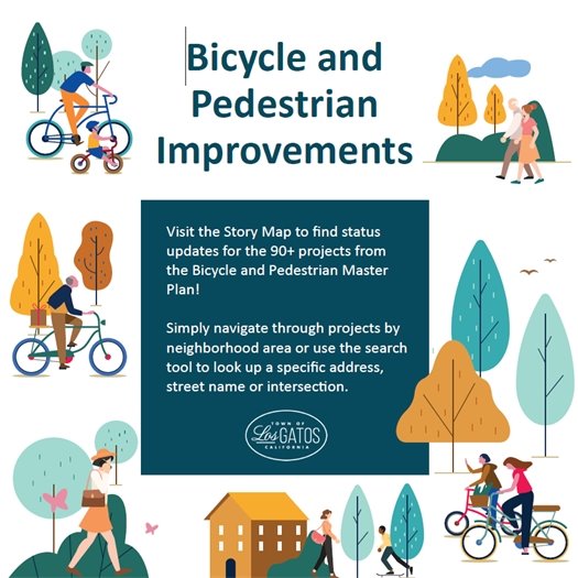 Cartoon people walking and riding bikes 