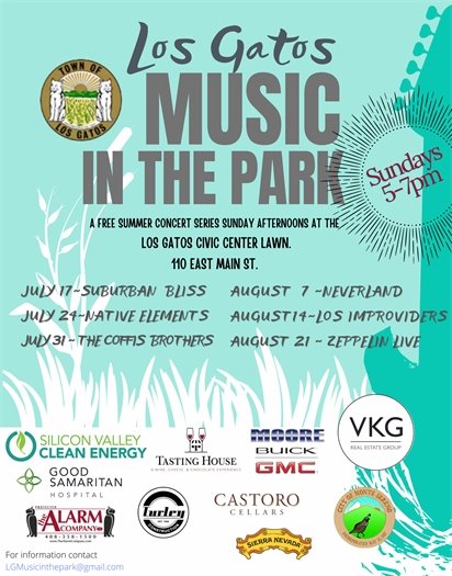 Los Gatos Music in the Park 2022 Schedule 