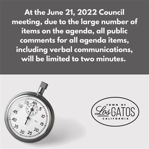Public comment at the June 21 Council meeting limited to 2 minutes. 