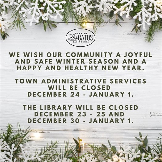 We wish our community a joyful and safe winter season and a happy and healthy new year.  Please note that Town administrative services will be closed December 24 - January 1.  The Library will be closed December 23 - 25 and December 30 - January 1.