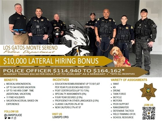 Los Gatos Monte Sereno Police Department is Hiring! 