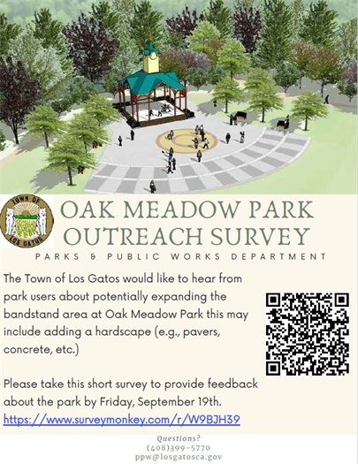 Take the Oak Meadow Park Survey at https://www.surveymonkey.com/r/W9BJH39