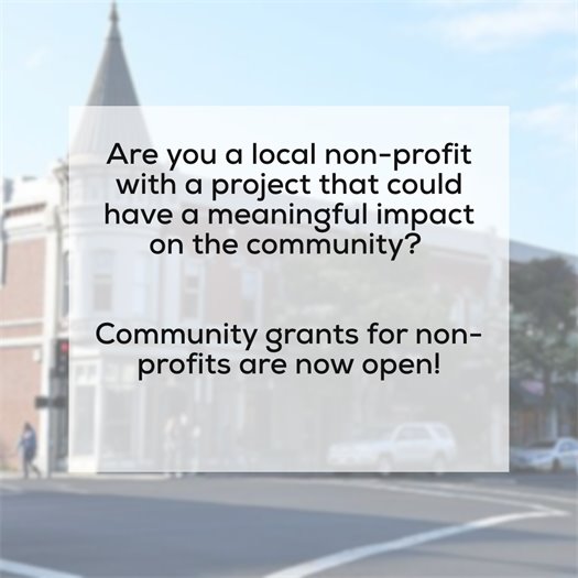 Flyer announcing community grant applications for non-profits are now open