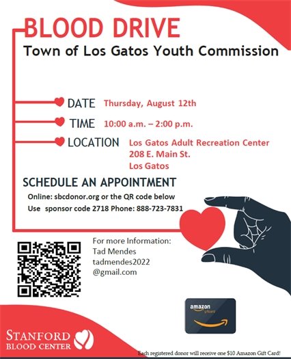 Los Gatos Blood Drive August 12, 2021