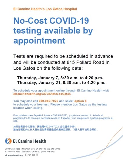 El Camino Health January COVID Testing 