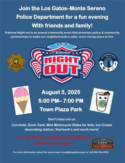 Los Gatos Monte Sereno Police Department National Night Out Event Flyer