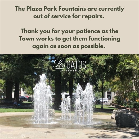 Plaza Park Fountains are currently out of service for repairs. 