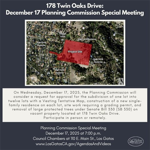 178 Twin Oaks Drive at Special Planning Commission Meeting on December 17