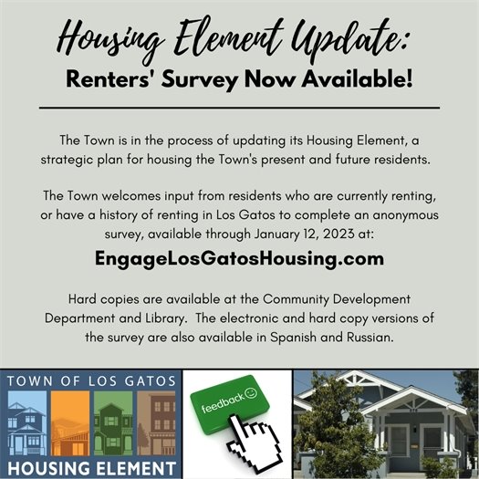 Housing Element Renters' Survey Now Available at Engagelosgatoshousing.com