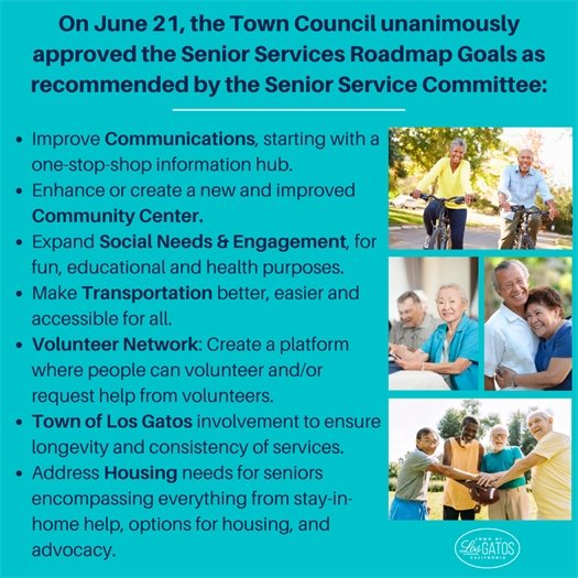 On June 21, the Town Council unanimously approved the Senior Services Roadmap Goals as recommended by the Senior Service Committee