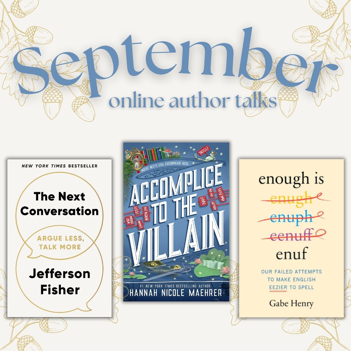 September Online Author Talks